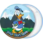 Donald Duck in the mountain circle badge button