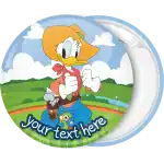 Donald Duck cowboy circle badge button
