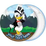 Donald Duck groom circle badge button