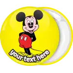 Mickey mouse yellow circle badge button