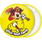 Mickey firefighter circle badge button