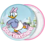 Daisy duck on ice winter edition badge button