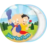 Porky Pig and wife Petunia pinback button