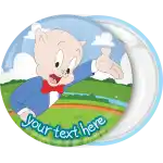 Porky Pig in the country pinback button