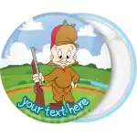 Porky Pig hunter Elmer Fudd pinback badge button