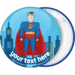 Superman in the city circle badge button
