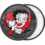 Betty Boop vintage badge button heart with dog