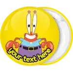 Sponge Bob Eugene krabs pinback button yellow