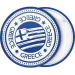 Greek badge button with circle and Greece inside