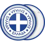 Greek flag cross badge button in greek