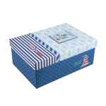 Cardboard package rectangular box for badges button navy blue