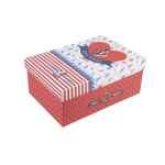 Cardboard package rectangular box for badges button navy red big