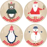 Christmas Vintage badge button set 4 pieces