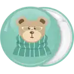 Happy bear xmas badge button