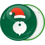 Santa hat back green badge button