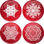 Snowflakes red badges buttons