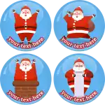 Fat Santa Claus badge button set of 4 pieces