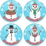 Snowmen party time badge button