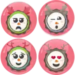 Snowman reindeer head badges buttons