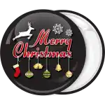Merry Christmas with decoration black badge button