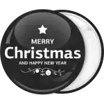 Merry Xmas black and white badge button