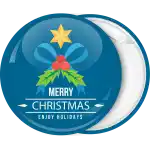 Enjoy Holidays Xmas leaf badge button