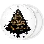 Black Christmas Tree with wishes badge button