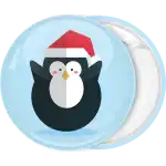 Penguin with santa hat badge button