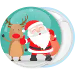 Santa with Reindeer badge button