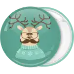 Xmas Reindeer glass badge button