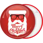 Santa with glass red badge button