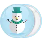 Snowman with blue hat badge button