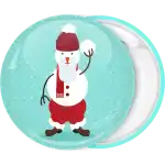 Snowman with snowball badge button
