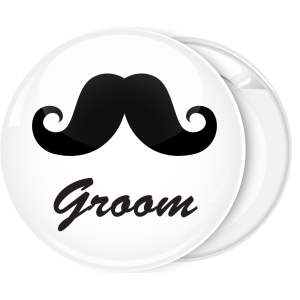 Κονκάρδα γάμου Groom Mustache λευκή