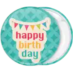 Badge button Happy Birthday on a garland banner