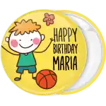 Birthday badge button happy boy ball
