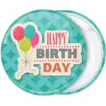Happy birthday balloons badge button