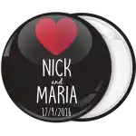 Κονκάρδα ερωτευμένων Love heart με ονόματα μαύρη
