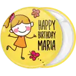 Birthday badge button happy blonde girl