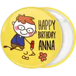 Birthday badge button happy boy letters