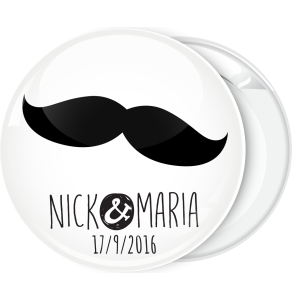 Κονκάρδα γάμου Mustache ονόματα ζευγαριού μοντέρνα γραφή