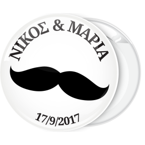 Κονκάρδα γάμου Mustache ονόματα ζευγαριού κλασσική γραφή
