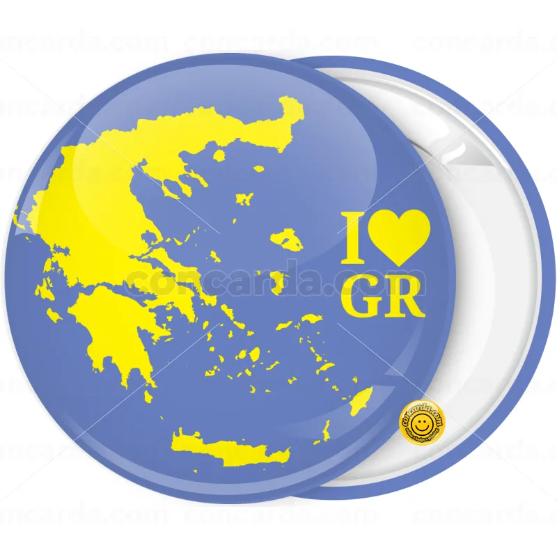 Κονκάρδα Ι Love GR χάρτης Ελλάδας μωβ