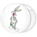 Bugs Bunny eating carrot badge button