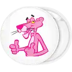 Pink panther well done white badge button