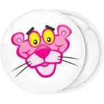 White badge button pink panther head