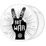Peace hand with message badge button