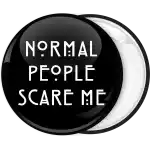 Black badge button normal people scare me