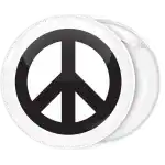 Peace sign badge button white