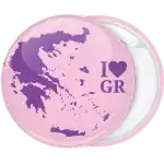 I love greece map pink badge button